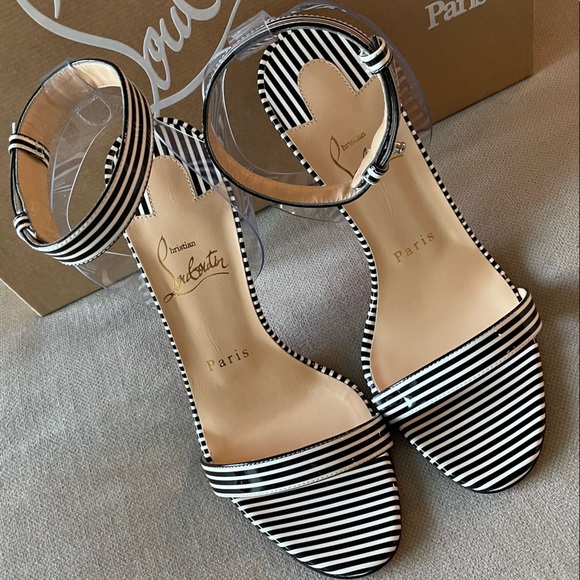 NWT💙CHRISTIAN LOUBOUTIN💙Patent PVC Striped Illusion Jonatina 100 - Picture 6 of 9